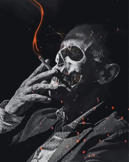 Skull With Cigarette Diamond Painting