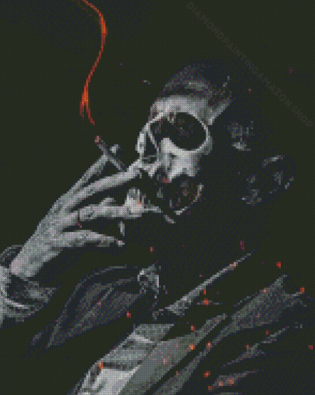 Skull With Cigarette Diamond Painting