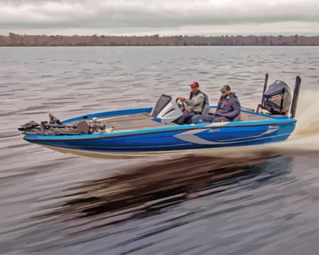 Blue Bass Boat Diamond Painting