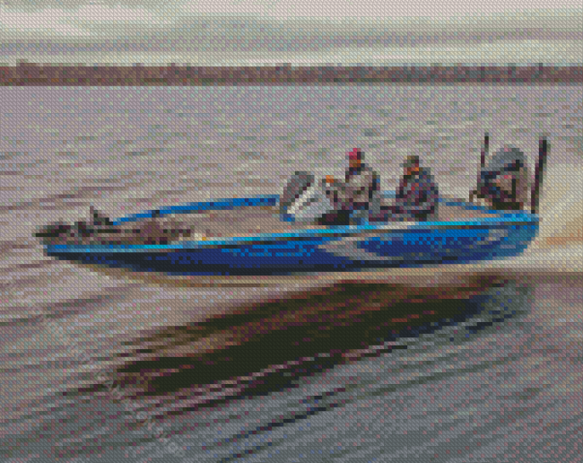 Blue Bass Boat Diamond Painting