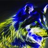 Blue Yellow Neon Wolf Diamond Painting