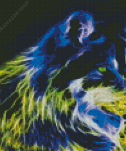 Blue Yellow Neon Wolf Diamond Painting