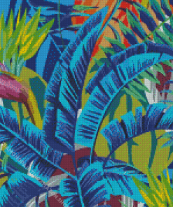 Blue Banana Leaves Diamond Painting