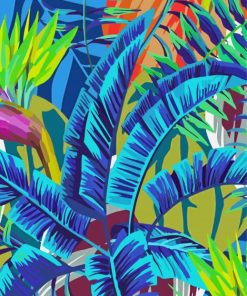 Blue Banana Leaves Diamond Painting