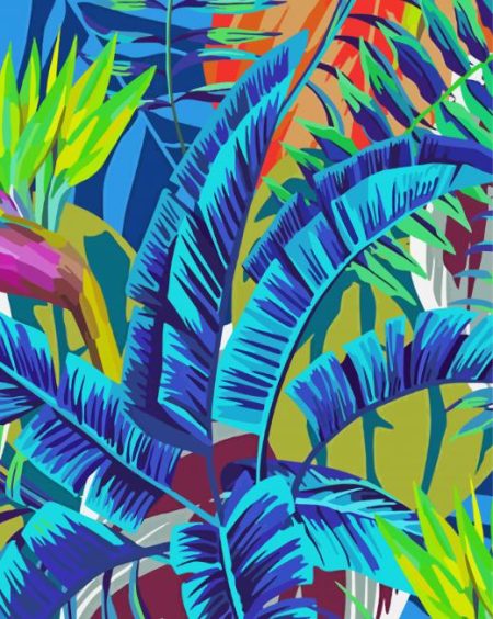 Blue Banana Leaves Diamond Painting