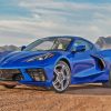 Blue Corvette Stingray In Desert Diamond Painting