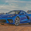 Blue Corvette Stingray In Desert Diamond Painting