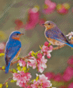 Bluebird On Flowering Tree Diamond Painting