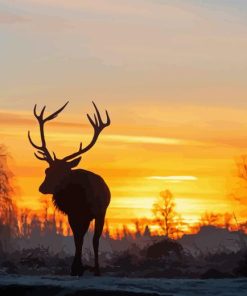 Bushy Park Deer Silhouette Diamond Painting