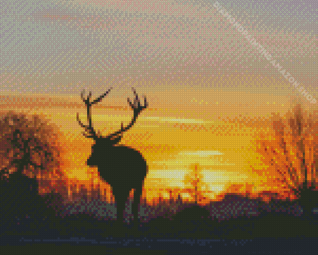 Bushy Park Deer Silhouette Diamond Painting