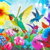 Butterflies And Hummingbirds On Flowers Diamond Painting