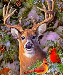 Cardinal Deer Diamond Painting