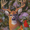 Cardinal Deer Diamond Painting