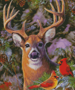 Cardinal Deer Diamond Painting