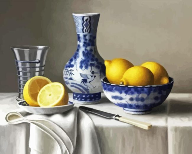 Chinese Vase With Lemons Diamond Painting