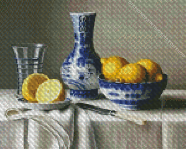 Chinese Vase With Lemons Diamond Painting