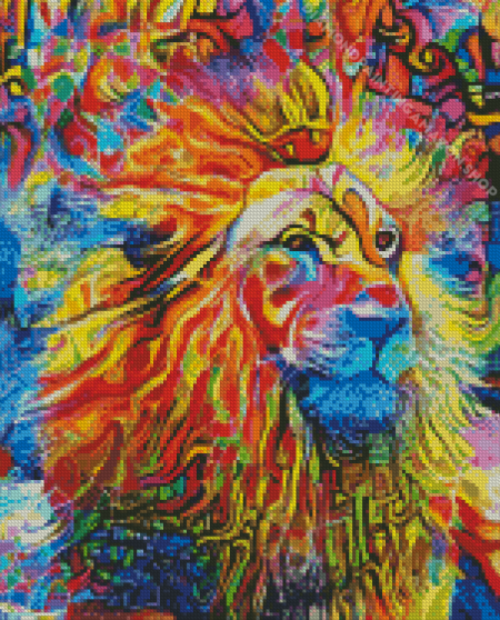 Colorful Abstract Lion Head Diamond Painting