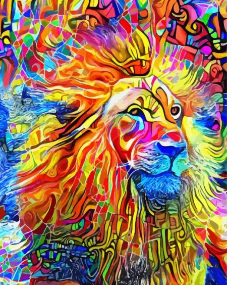 Colorful Abstract Lion Head Diamond Painting