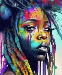 Colorful African Girl With Locs Diamond Painting