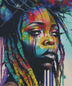 Colorful African Girl With Locs Diamond Painting