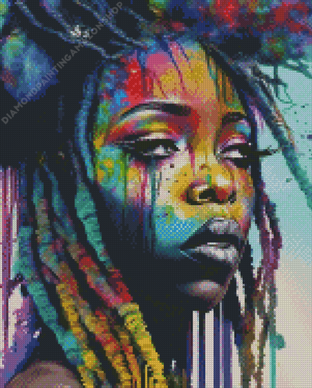 Colorful African Girl With Locs Diamond Painting