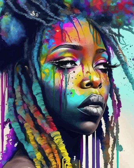 Colorful African Girl With Locs Diamond Painting