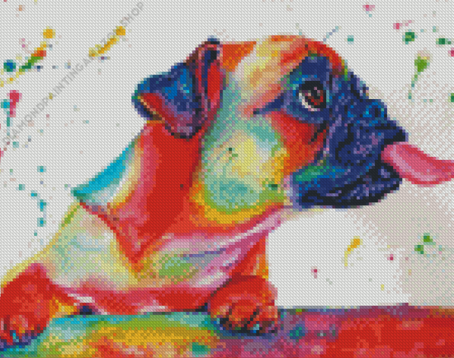 Colorful Splash Pug Diamond Painting