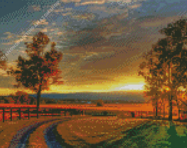 Country Sunset Landscape Diamond Painting