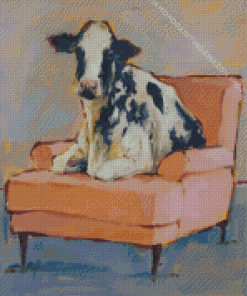 Cow On Chair Art Diamond Painting