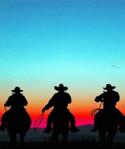 Cowboys And Horses Silhouette Diamond Painting