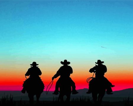 Cowboys And Horses Silhouette Diamond Painting