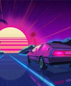 Delorean Illustration Art Diamond Painting