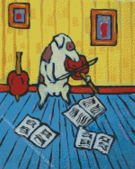 Dog And Violin Art Diamond Painting