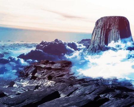 Foggy Devils Tower Diamond Painting