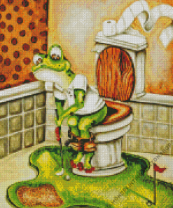 Frog Playing Golf Diamond Painting