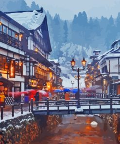 Ginzan Onsen Snow Diamond Painting