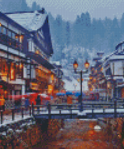 Ginzan Onsen Snow Diamond Painting