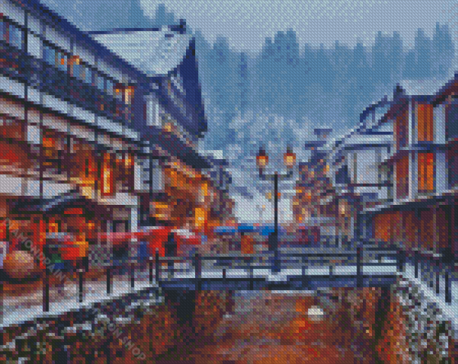 Ginzan Onsen Snow Diamond Painting