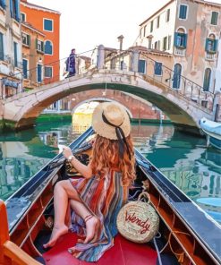 Girl On Gondola Diamond Painting