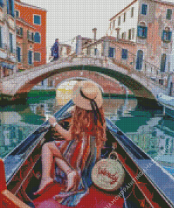 Girl On Gondola Diamond Painting