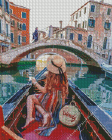 Girl On Gondola Diamond Painting