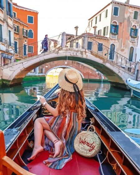 Girl On Gondola Diamond Painting