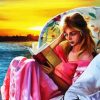 Girl Reading Book Diamond Painting