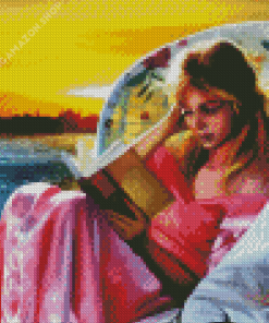 Girl Reading Book Diamond Painting