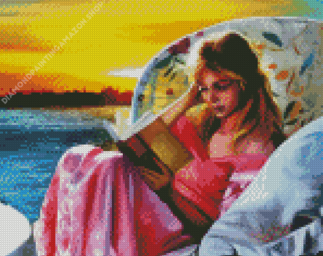 Girl Reading Book Diamond Painting