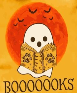 Halloween Ghost Reading Book Diamond Painting