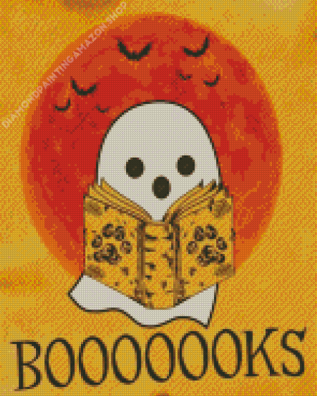 Halloween Ghost Reading Book Diamond Painting