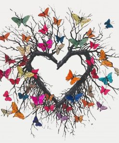 Heart Tree Butterflies Diamond Painting