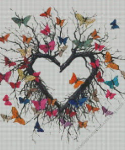 Heart Tree Butterflies Diamond Painting