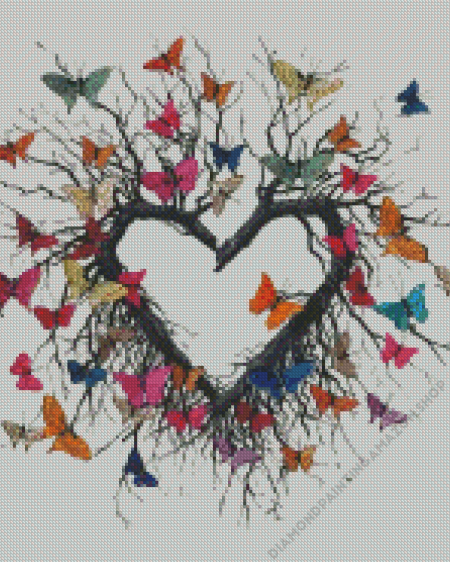 Heart Tree Butterflies Diamond Painting